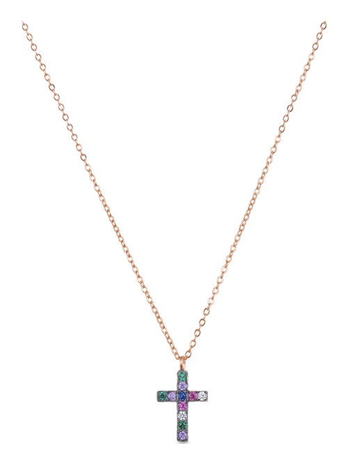 Collier Luxenter kon en argent 925 et zircon multicolore avec finition plaquée or rose 18k - Kiabi