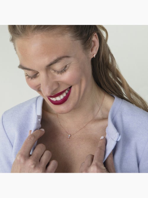Collier Luxenter kon en argent 925 et zircon multicolore avec finition plaquée or rose 18k - Kiabi