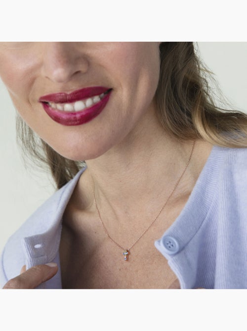 Collier Luxenter kon en argent 925 et zircon multicolore avec finition plaquée or rose 18k - Kiabi