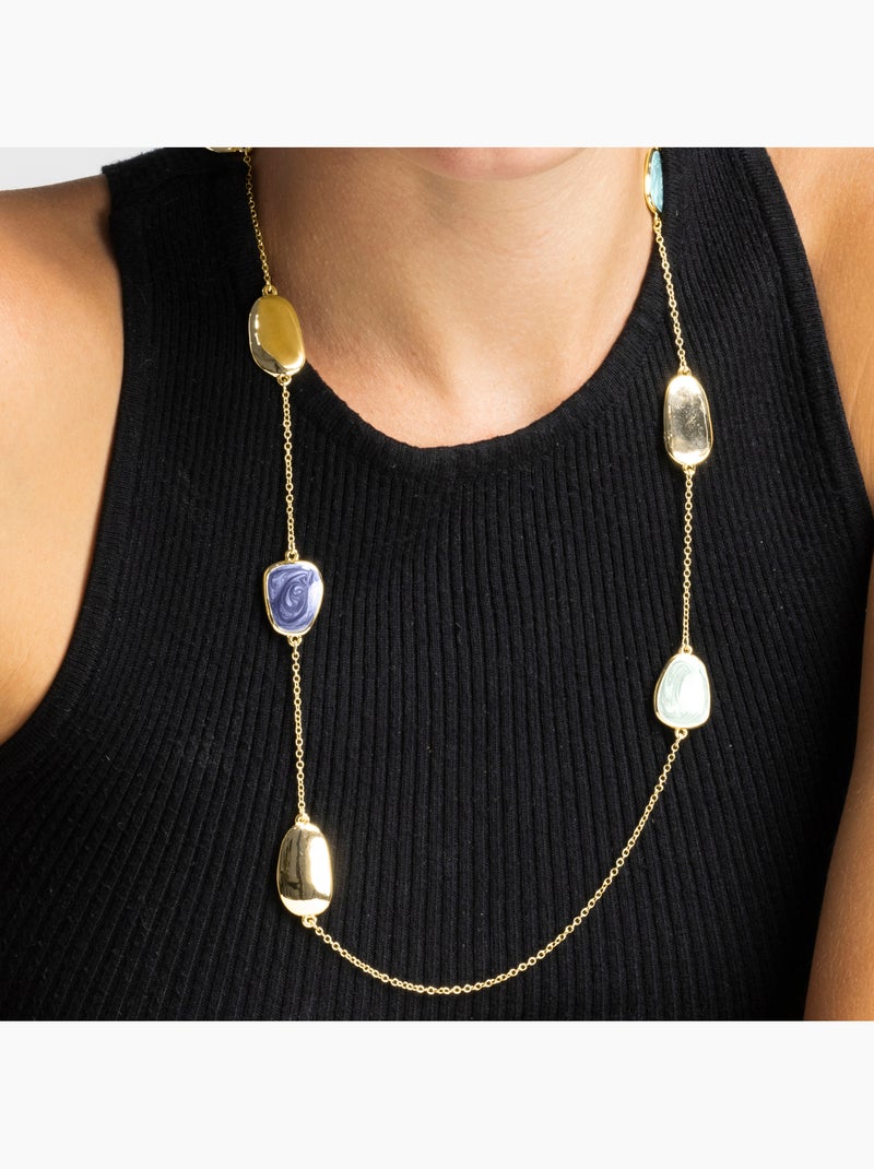 Collier Luxenter laqué bleu, finition or 18 carats - Talyu Bleu - Kiabi