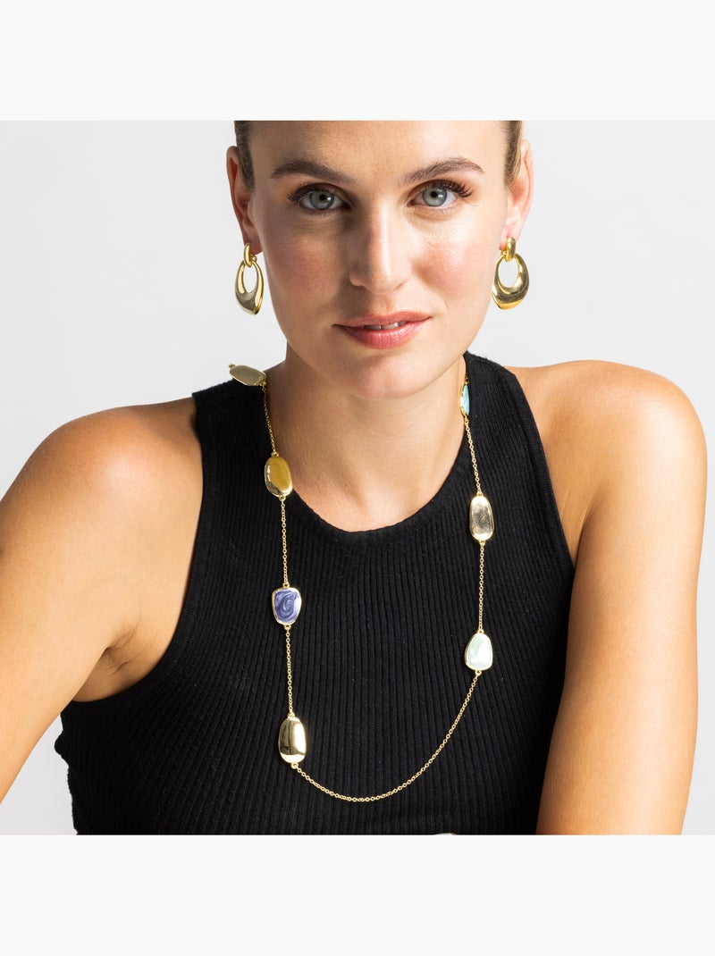 Collier Luxenter laqué bleu, finition or 18 carats - Talyu Bleu - Kiabi