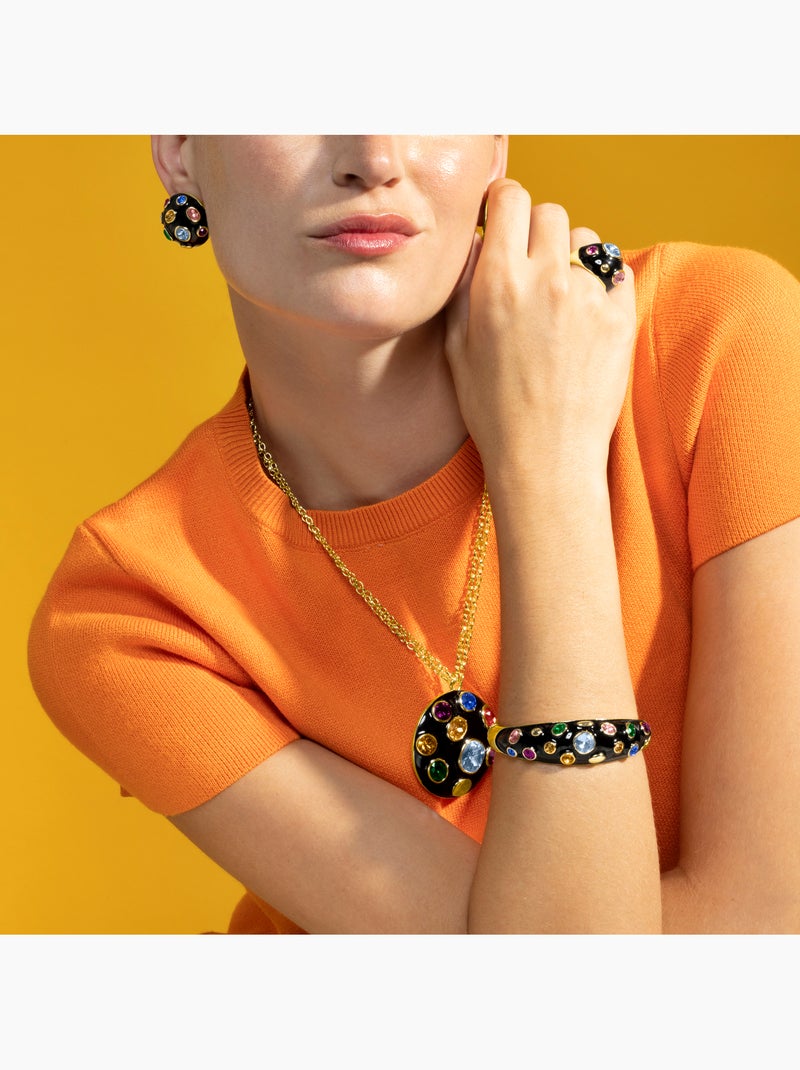 Collier Luxenter laqué noir avec finition or 18 carats - Yever Noir Noir - Kiabi