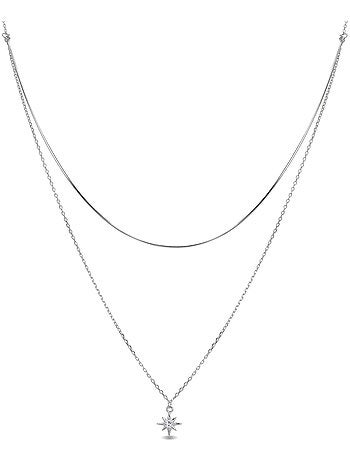 Collier Luxenter lialt en argent 925 et zircon brillant avec finition rhodiée