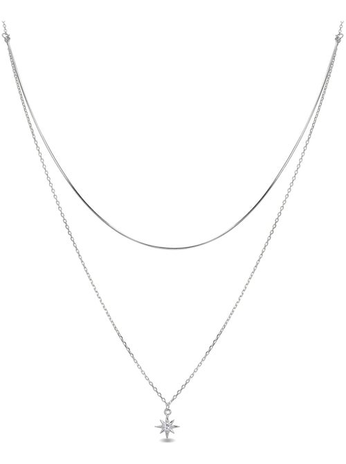 Collier Luxenter lialt en argent 925 et zircon brillant avec finition rhodiée - Kiabi