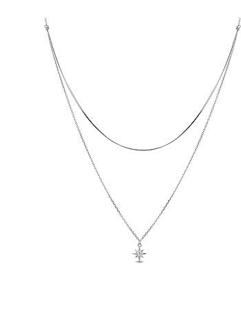 Collier Luxenter lialt en argent 925 et zircon brillant avec finition rhodiée