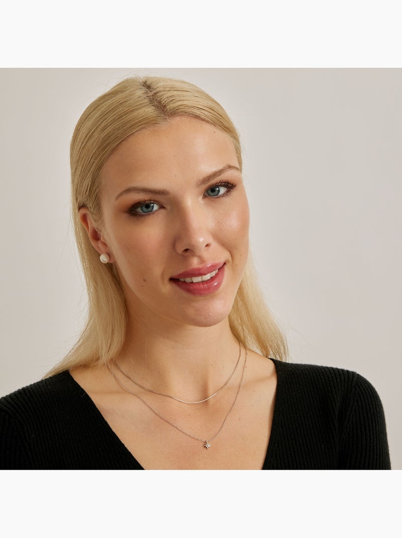 Collier Luxenter lialt en argent 925 et zircon brillant avec finition rhodiée Argent - Kiabi