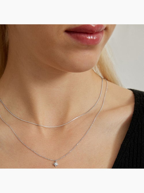 Collier Luxenter lialt en argent 925 et zircon brillant avec finition rhodiée - Kiabi Collier Luxenter lialt en argent 925 et zircon brillant avec finition rhodiée - Kiabi