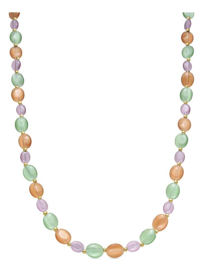 Collier Luxenter or jaune 18k et oeil de chat multicolore - Gorai Multicolore - Kiabi