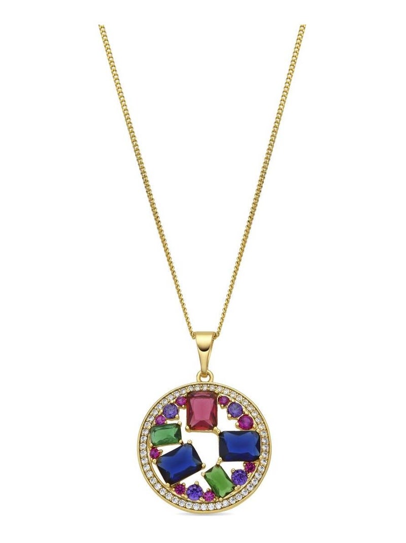 Collier Luxenter plaqué or jaune 18 carats et zircon multicolore - Auope Multicolore - Kiabi