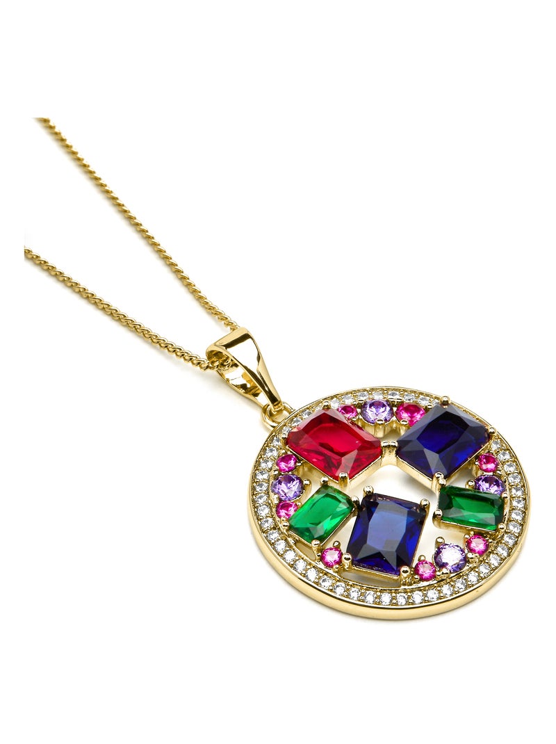 Collier Luxenter plaqué or jaune 18 carats et zircon multicolore - Auope Multicolore - Kiabi