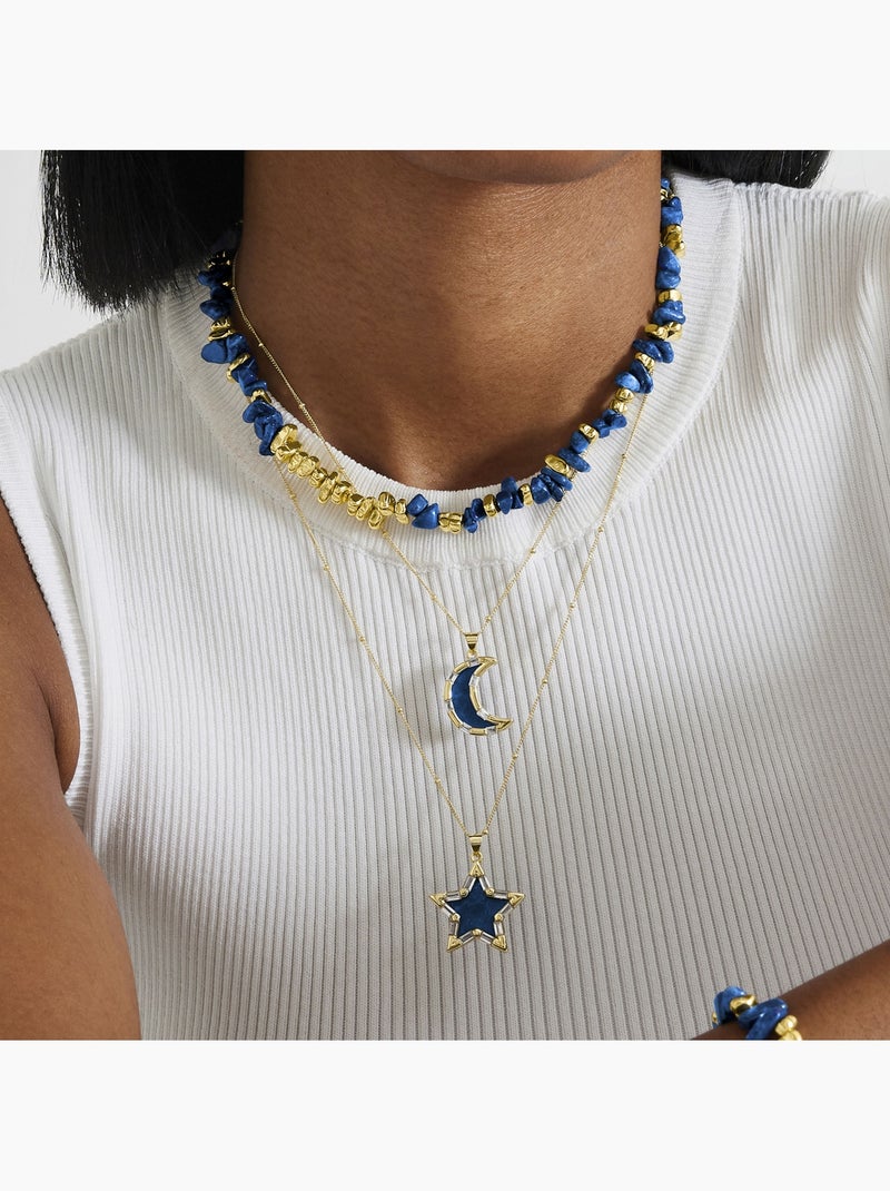 Collier Luxenter Sygo et plaqué or 18k Bleu - Kiabi