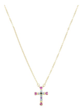 Collier Luxenter syke en argent 925 et zircon multicolore avec finition plaquée or jaune 18 carats