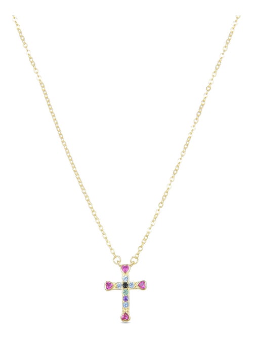 Collier Luxenter syke en argent 925 et zircon multicolore avec finition plaquée or jaune 18k - Kiabi