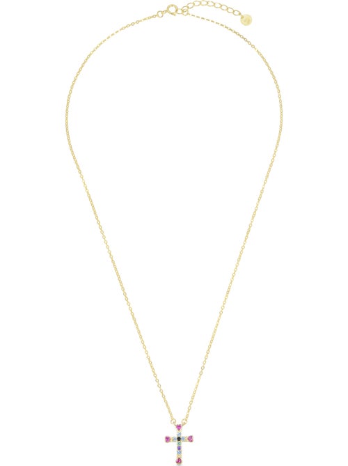 Collier Luxenter syke en argent 925 et zircon multicolore avec finition plaquée or jaune 18k - Kiabi
