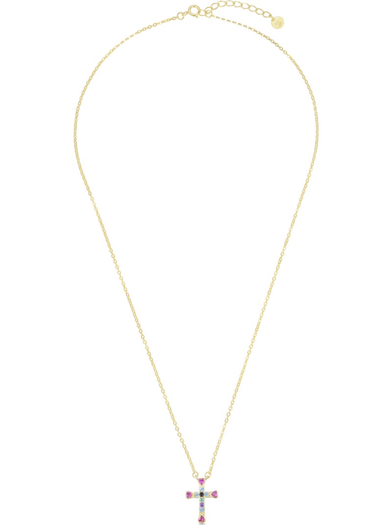 Collier Luxenter syke en argent 925 et zircon multicolore avec finition plaquée or jaune 18k Multicolore - Kiabi