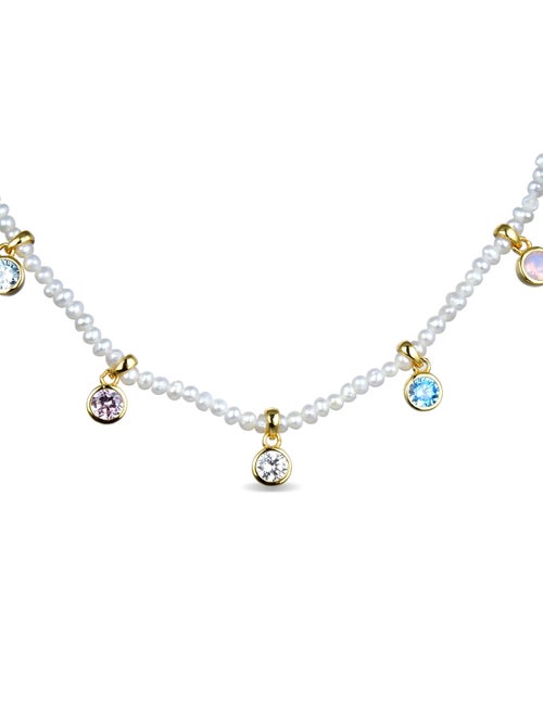 Collier Luxenter tibar en argent 925 et perle blanche avec finition plaquée or jaune 18 carats - Kiabi