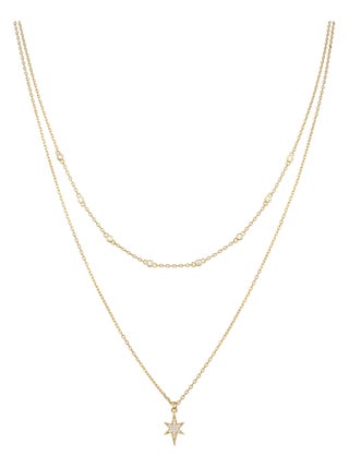 Collier Luxenter Tilmu en argent 925 et zircons brillants, plaqué or jaune 18kt