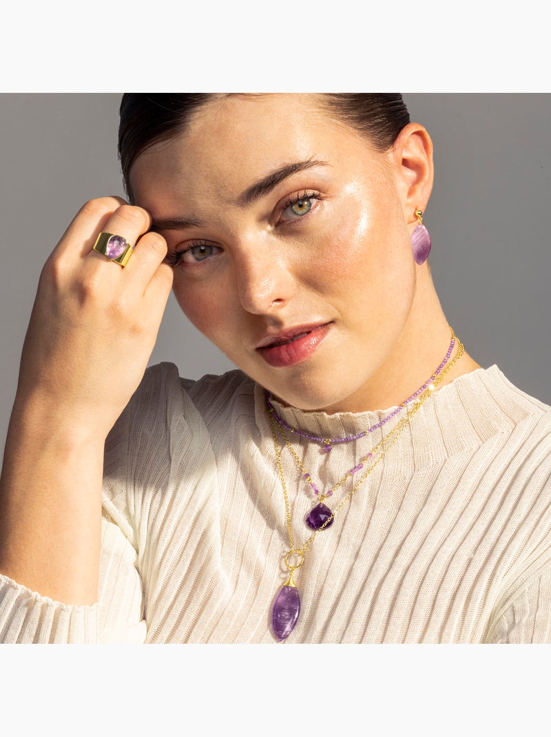 Collier Luxenter Zoqoyi et plaqué or 18k Violet - Kiabi