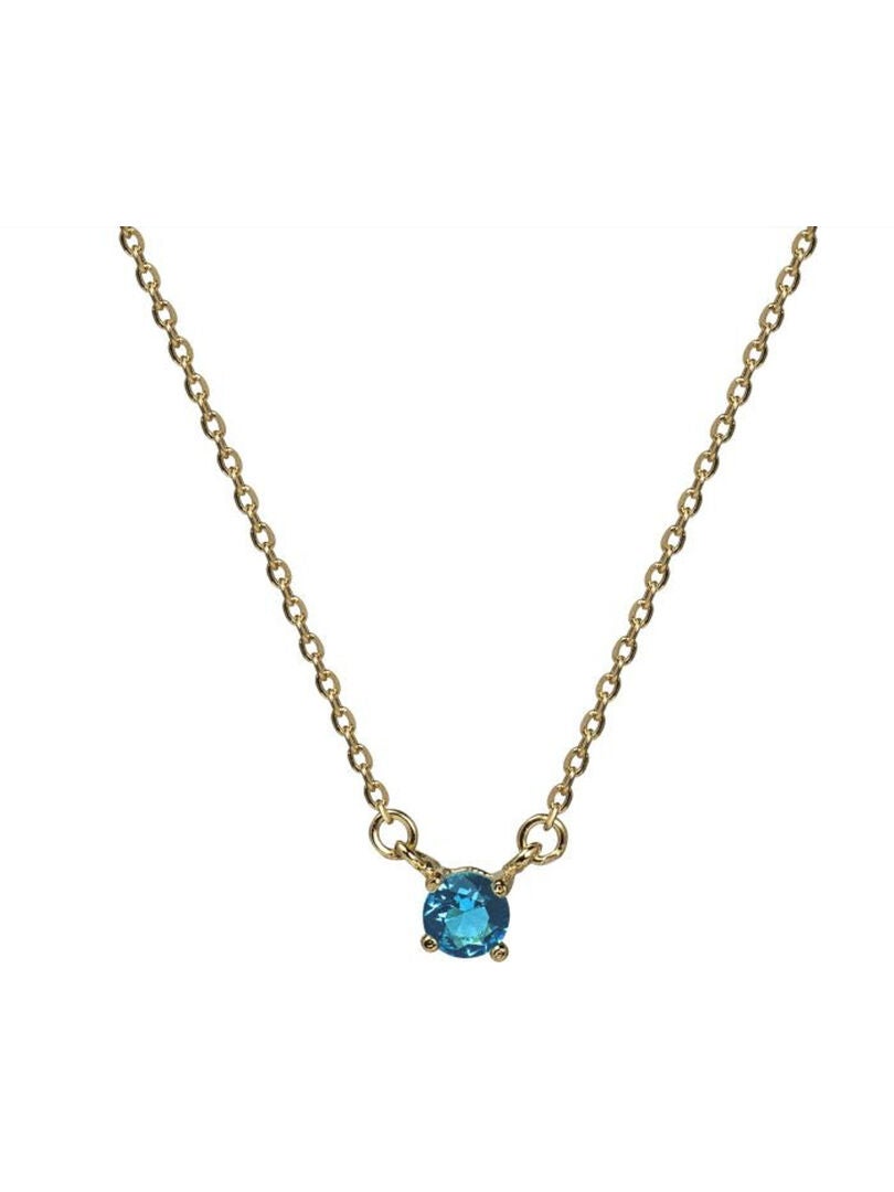 Collier Vague En Argent 925 Avec Topaze Bleue 2.7 Carats Et Diamants - Longueur 16 Pouces - Neuf Sans Emballage
