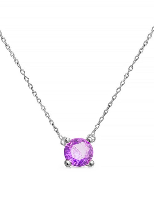 Collier  otieno en argent 925 et zircon améthyste finition plaqué rhodium - Kiabi