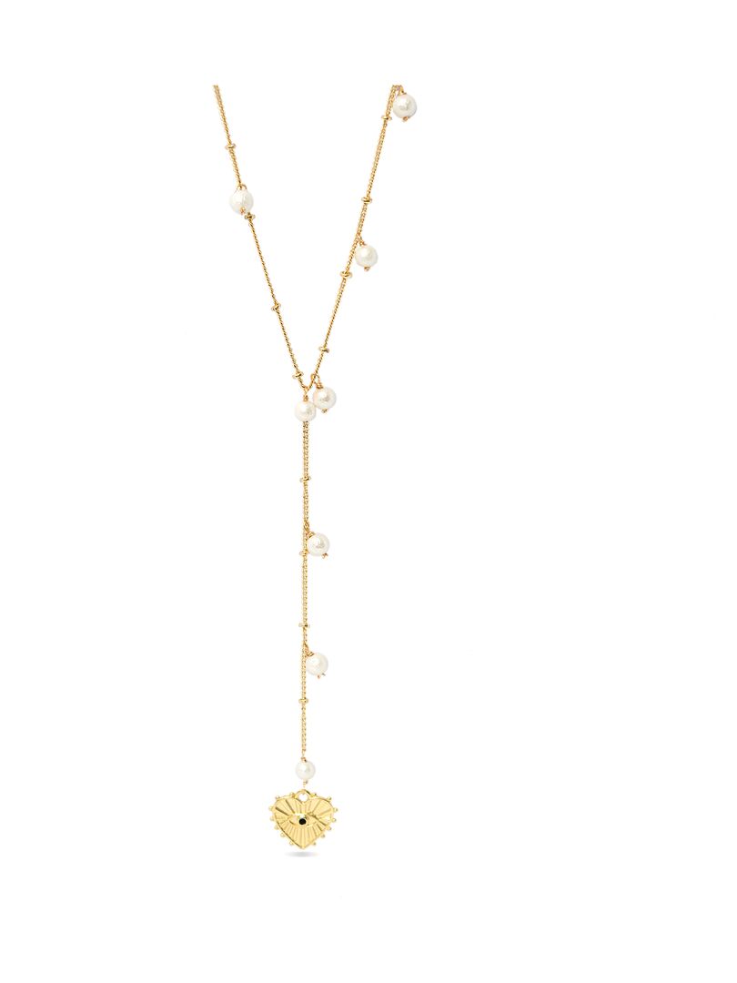 Collier Femme En Or Blanc 18 Carats Avec Perles D'eau Douce Et Diamants 0.2 Carats - Longueur 42 Cm