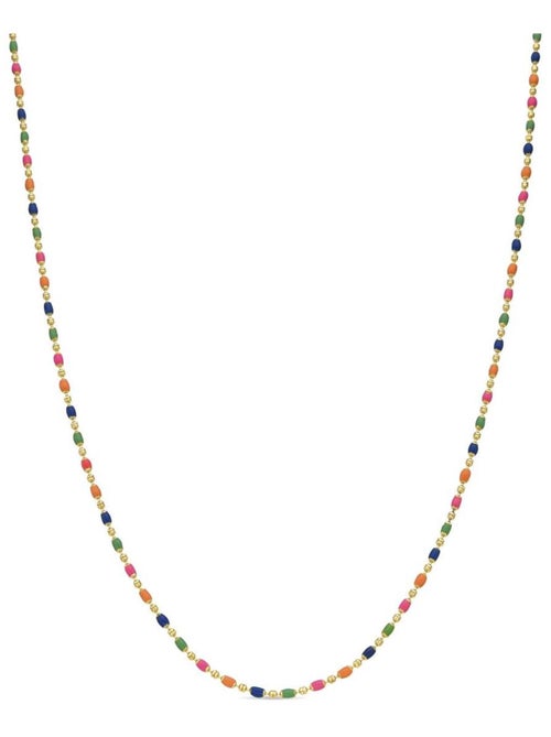Collier plaqué or jaune 18 carats et laque multicolore - Darn - Kiabi