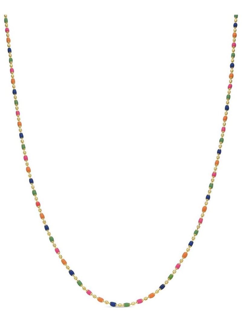 Collier plaqué or jaune 18 carats et laque multicolore - Darn Multicolore - Kiabi
