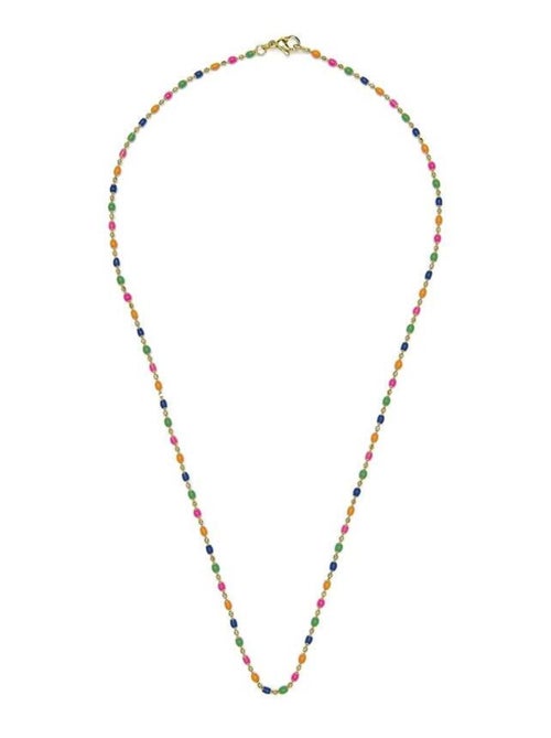 Collier plaqué or jaune 18 carats et laque multicolore - Darn - Kiabi