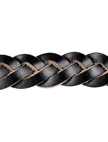 Collier pour chien en cuir tressé noir