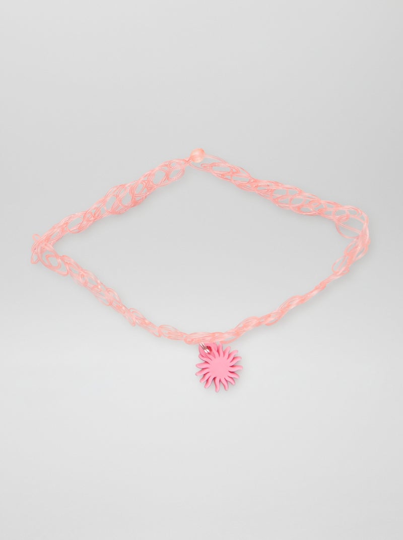 Collier ras de cou élastique Bleu/rose - Kiabi
