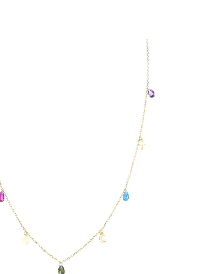 Collier  saon en argent 925 et zircon multicolore finition plaqué or 18K Doré/or - Kiabi