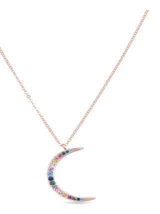 Collier  shaiki en argent 925 et zircon multicolore avec finition plaquée or rose 18K
