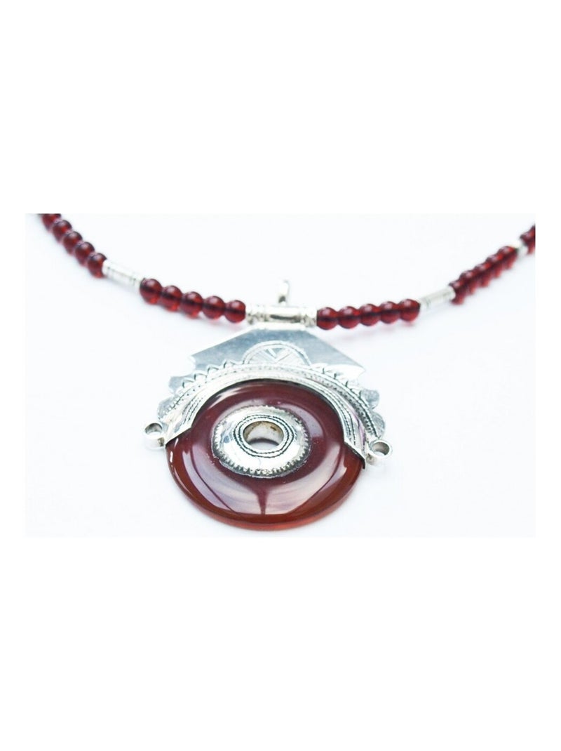 Collier touareg déesse artisanat berbère Rouge - Kiabi