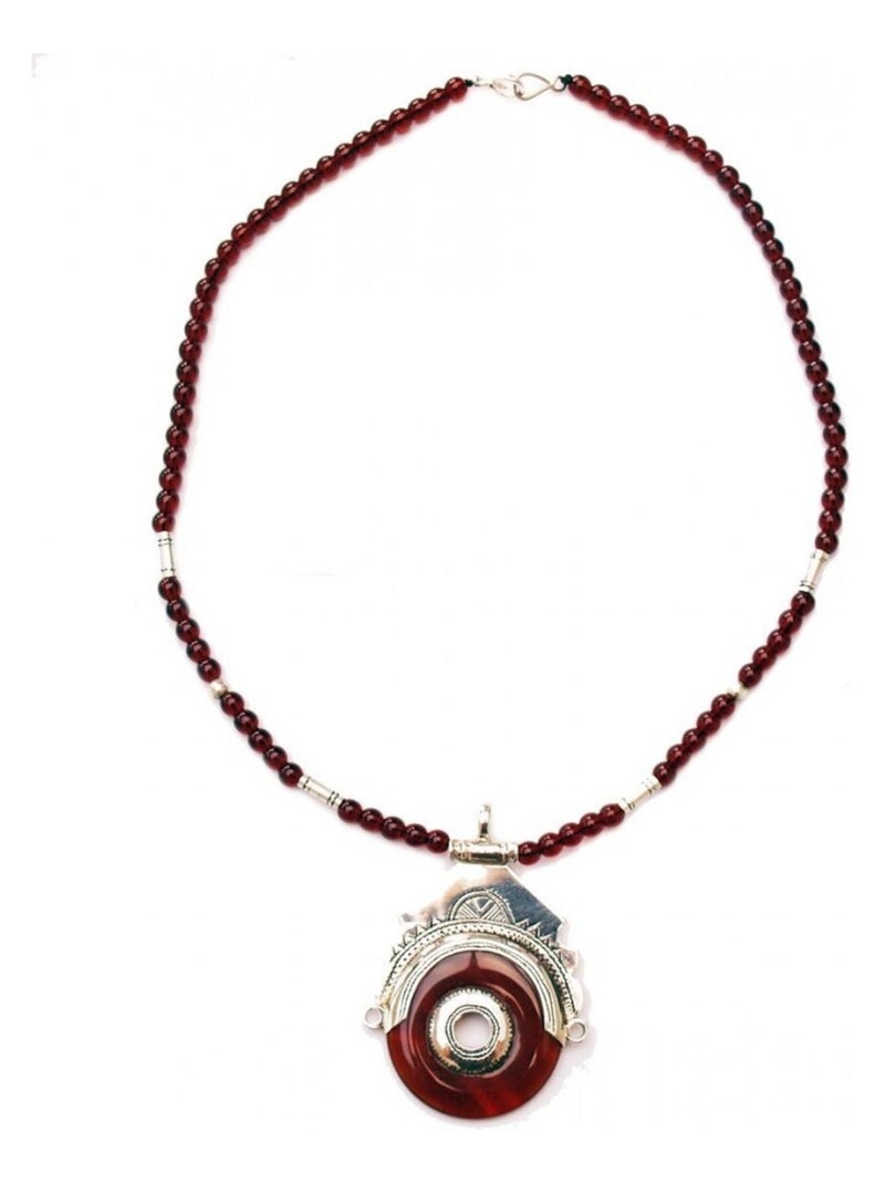 Collier touareg déesse artisanat berbère Rouge - Kiabi