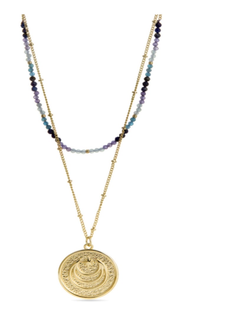 Collier Ydha Cristal bleu foncé, finition or jaune 18 carats Multicolore - Kiabi