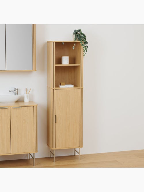 Colonne 1 porte et 2 niches effet bois clair LIORA - Beige - Kiabi