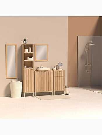 Colonne 1 porte et 3 niches en bois TASSO - Beige