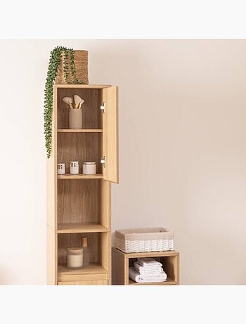 Colonne 2 portes effet bois naturel ABANA - Beige