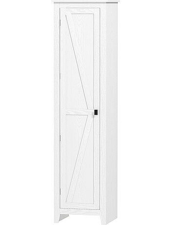 Colonne cuisine style campagne chic porte 4 étagères effet bois blanc