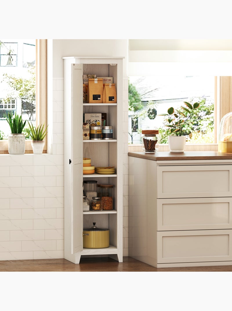 Colonne cuisine style campagne chic porte 4 étagères effet bois blanc Blanc Blanc - Kiabi