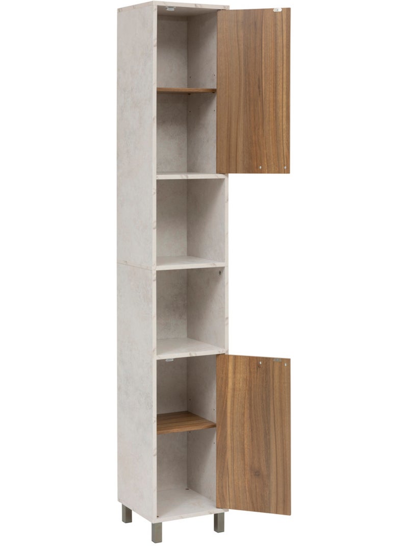 Colonne de rangement 2 portes effet marbre COME Marron - Kiabi