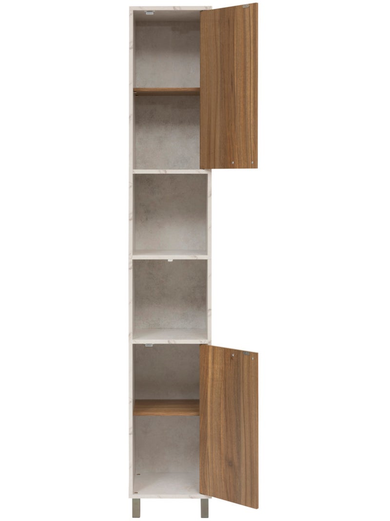 Colonne de rangement 2 portes effet marbre COME Marron - Kiabi