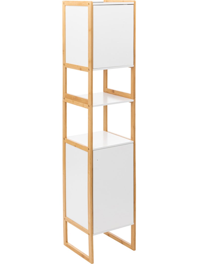 Colonne de rangement 2 portes en bois NATURÉO Blanc - Kiabi