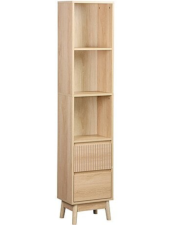 Colonne de rangement décor bois 3 étagères 2 tiroirs linear