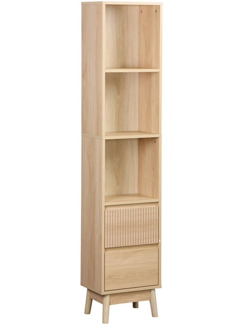 Colonne de rangement décor bois 3 étagères 2 tiroirs linear Beige naturel - Kiabi