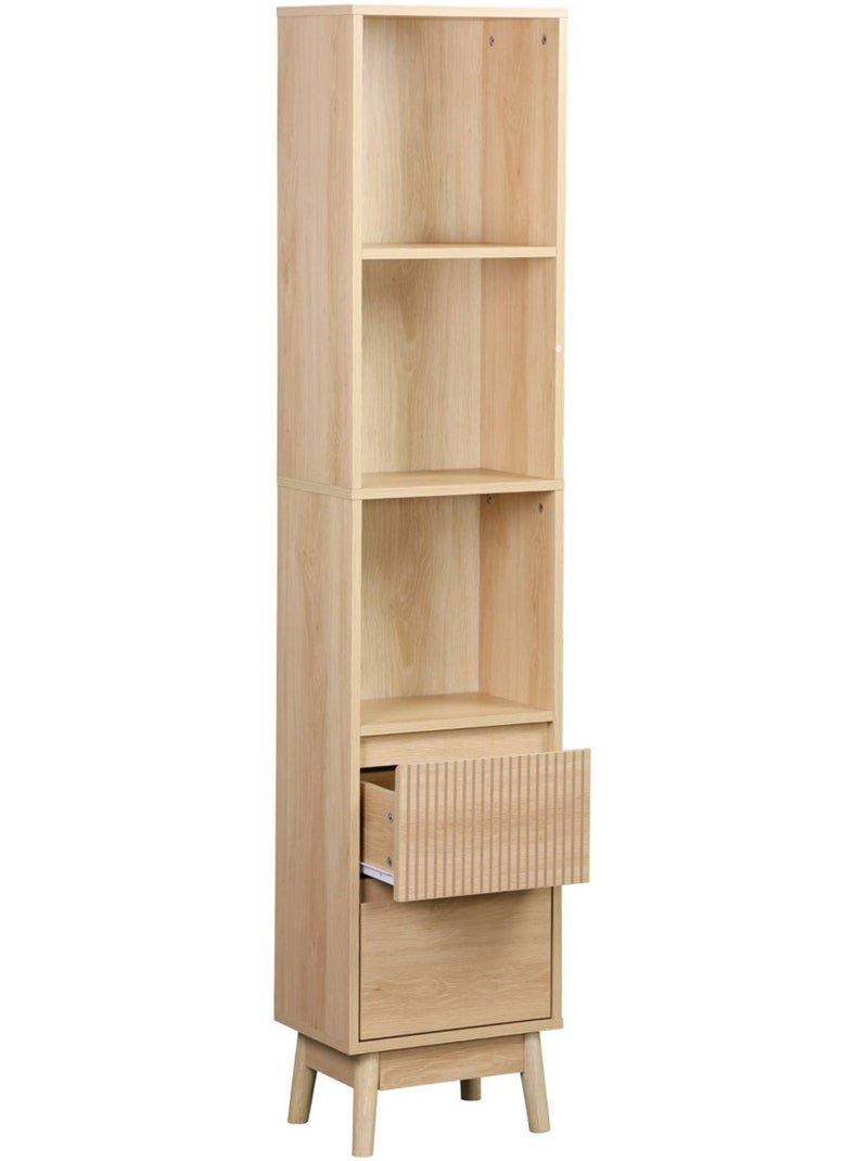 Colonne de rangement décor bois 3 étagères 2 tiroirs linear Beige naturel - Kiabi