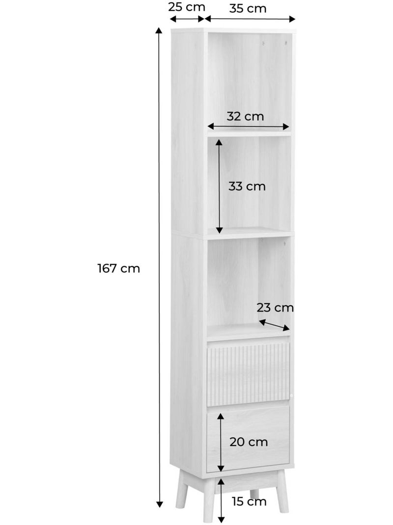 Colonne de rangement décor bois 3 étagères 2 tiroirs linear Beige naturel - Kiabi