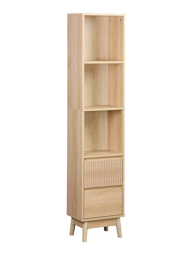 Colonne de rangement décor bois 3 étagères 2 tiroirs Linear Bois naturel - Kiabi