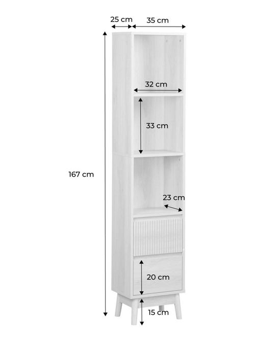 Colonne de rangement décor bois 3 étagères 2 tiroirs Linear - Kiabi