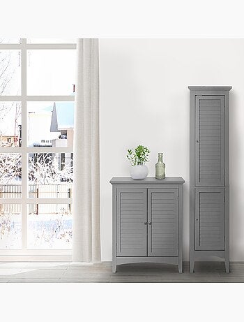 Colonne de rangement en 2 portes effet bois, 160cm